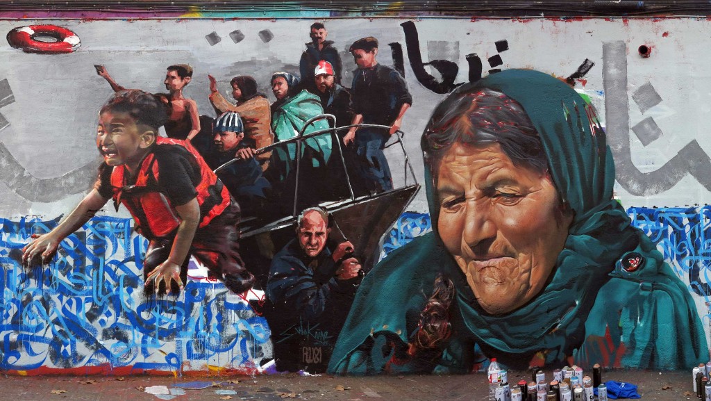 Arte urbano en Barcelona Refugiados