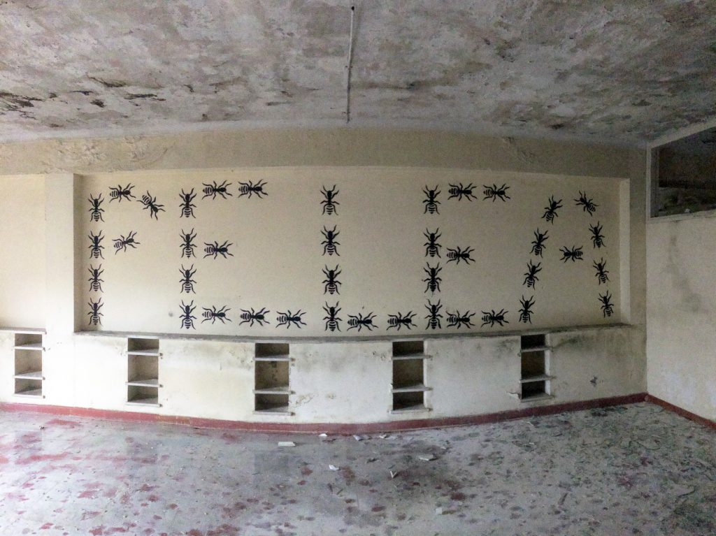 arte urbano antpintura, hormigas obreras, Barcelona
