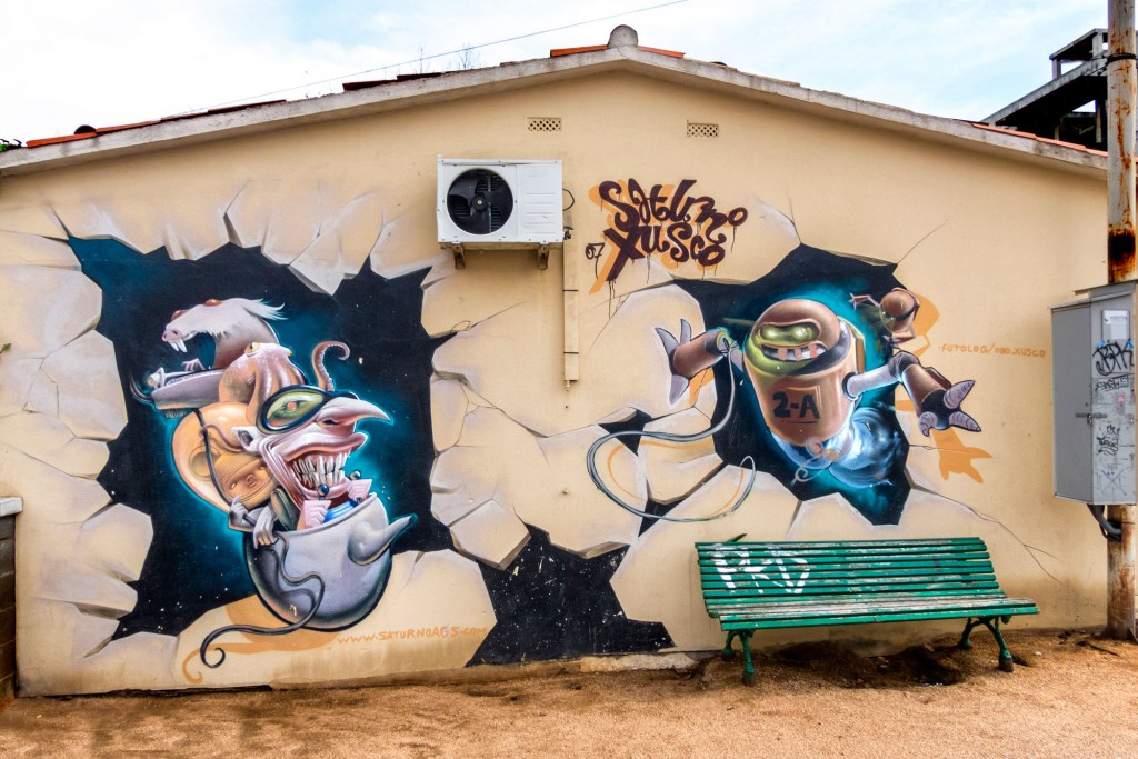 Saturno Ags y Xusco arte urbano en Blanes