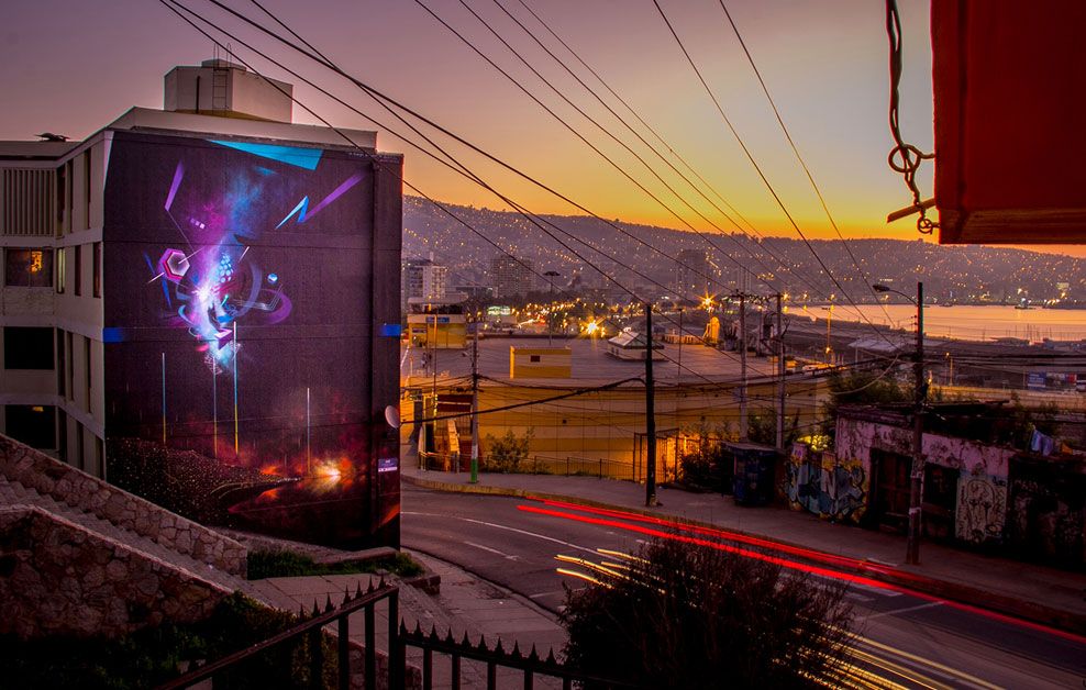 Claudio Drë arte urbano en Valparaíso, Chile