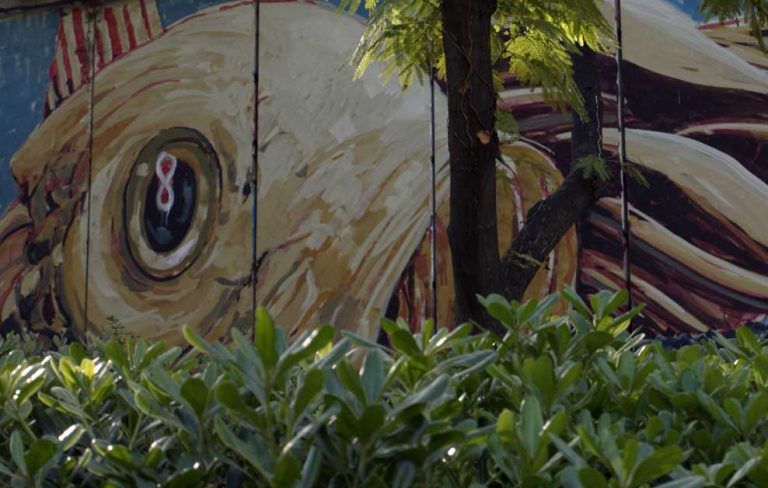 Ru8icon1 arte urbano en la plaza Botticelli de Barcelona