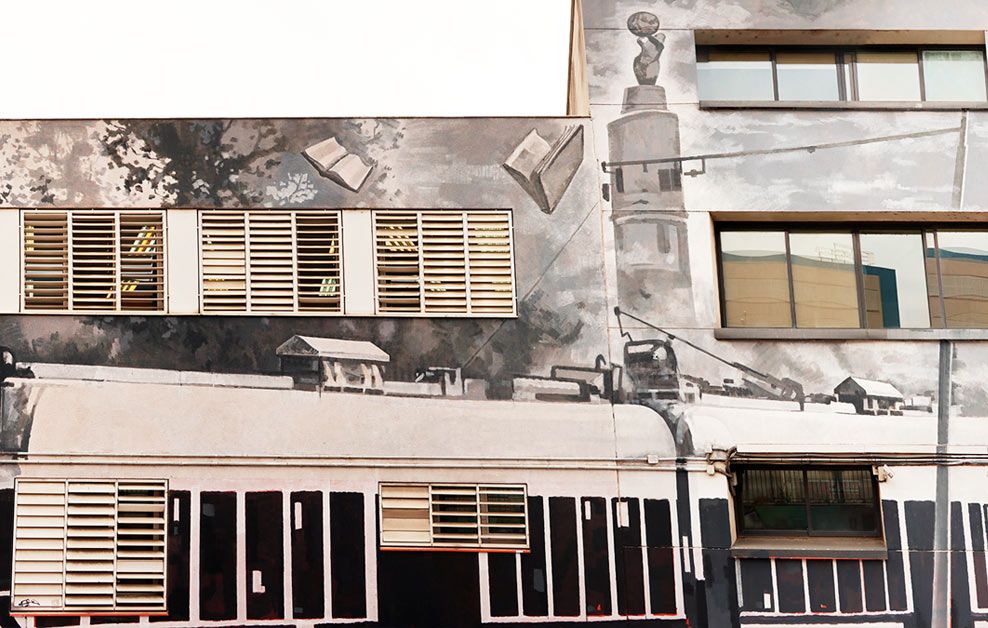 arte urbano Reb biblioteca Barcelona