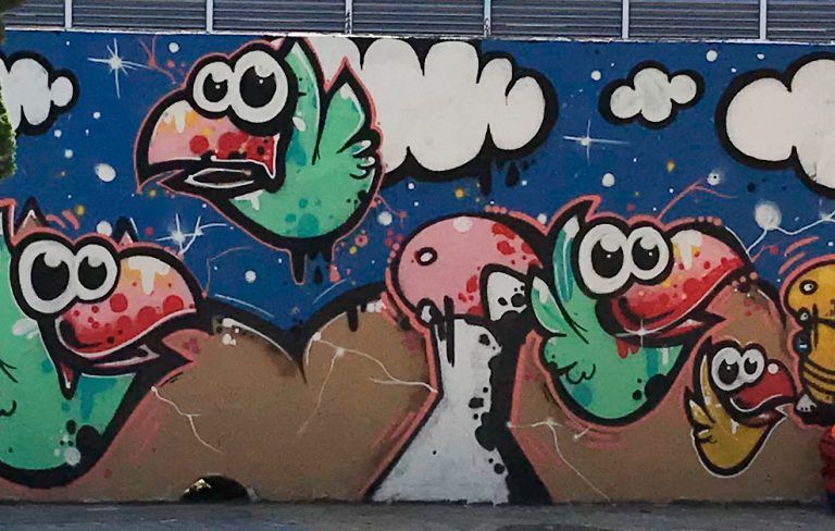 arte urbano seta pájaro Barcelona
