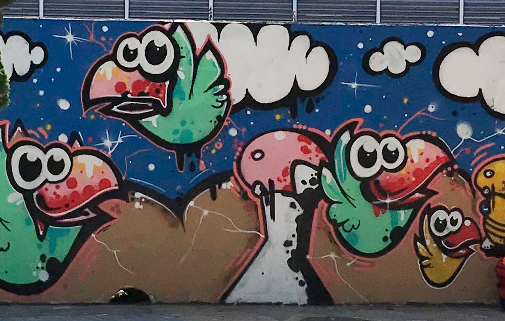 arte urbano seta pájaro Barcelona