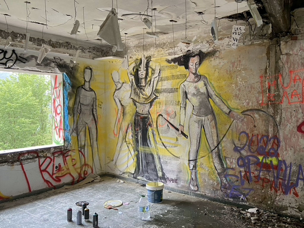 arte urbano Luciano Lozupone galería abandonada