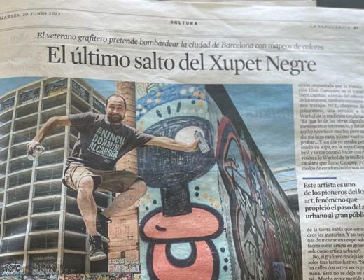 Arte urbano, Articulo en la Vanguardia del Xupet Negre página entera, Barcelona, catapop