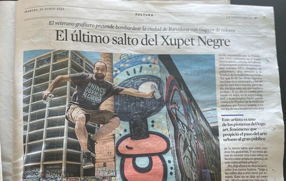 Arte urbano, Articulo en la Vanguardia del Xupet Negre página entera, Barcelona, catapop