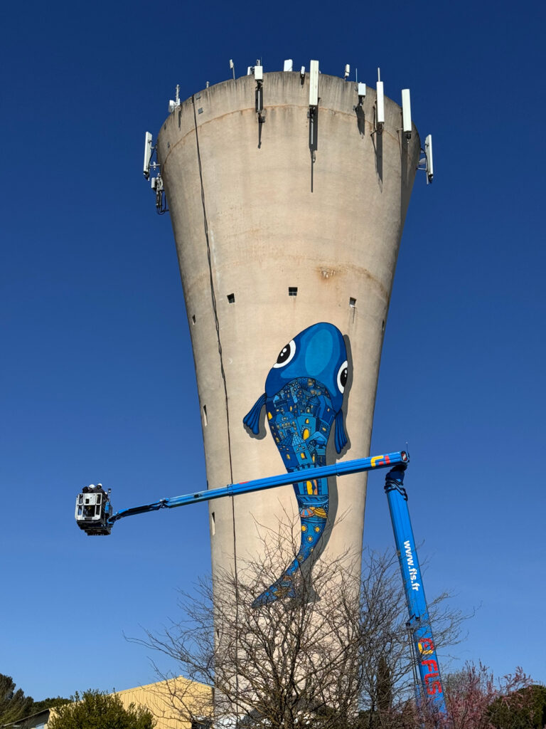 mural oups torre agua puech garou arte urbano digerible